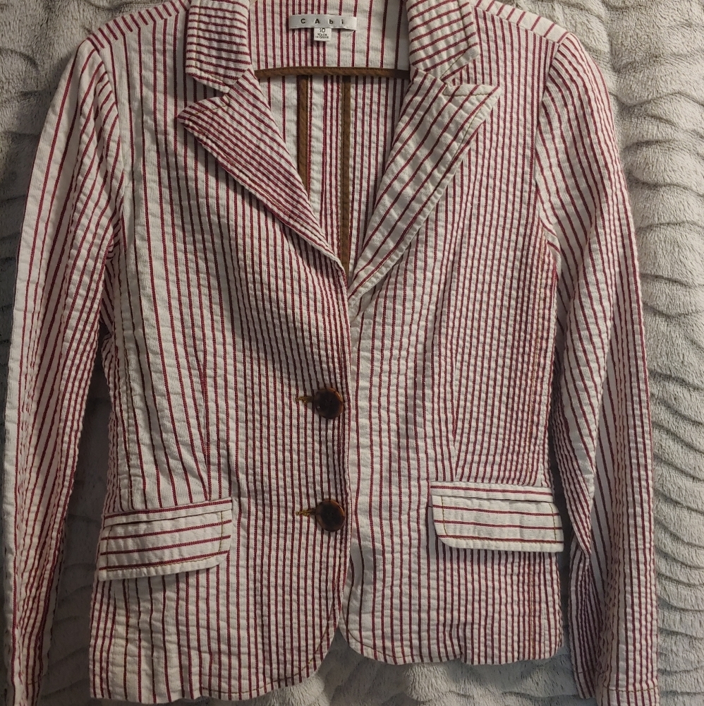 Red and white strip blazer